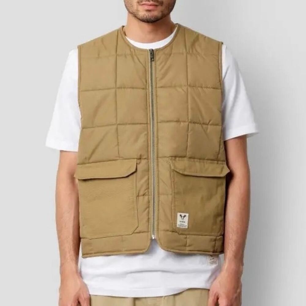 Fat Moose Aiden Vest Quilted Khaki Tan Size Medium